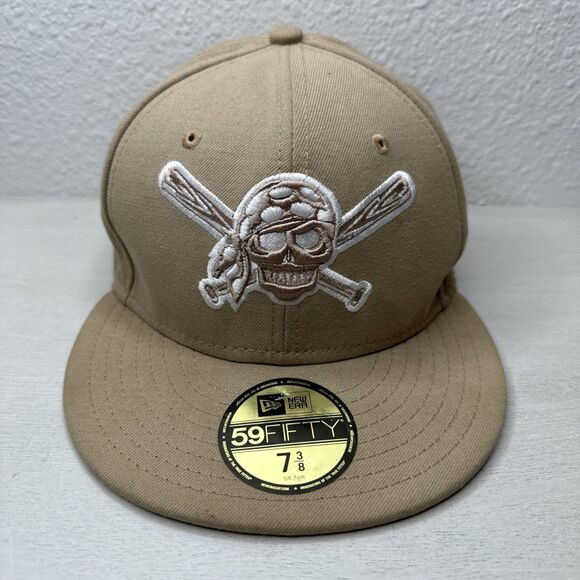 New Era 59Fifty Pittsburgh Pirates 7 3/8 Tan Jolly Roger Fitted Hat - Picture 1 of 6